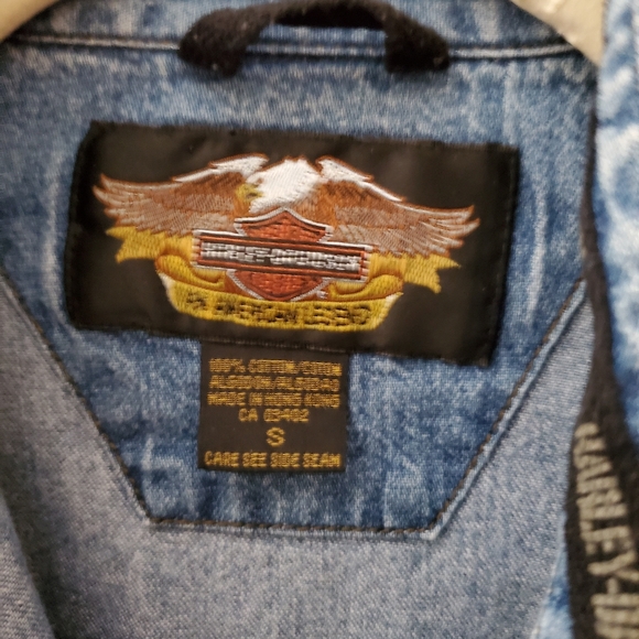 Women's Button Down Denim Harley Davidson Shirt Small - Picture 3 of 4
